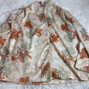 Prince Dallas-Vintage-Floral Leaf Button Down Shirt Top-See photos